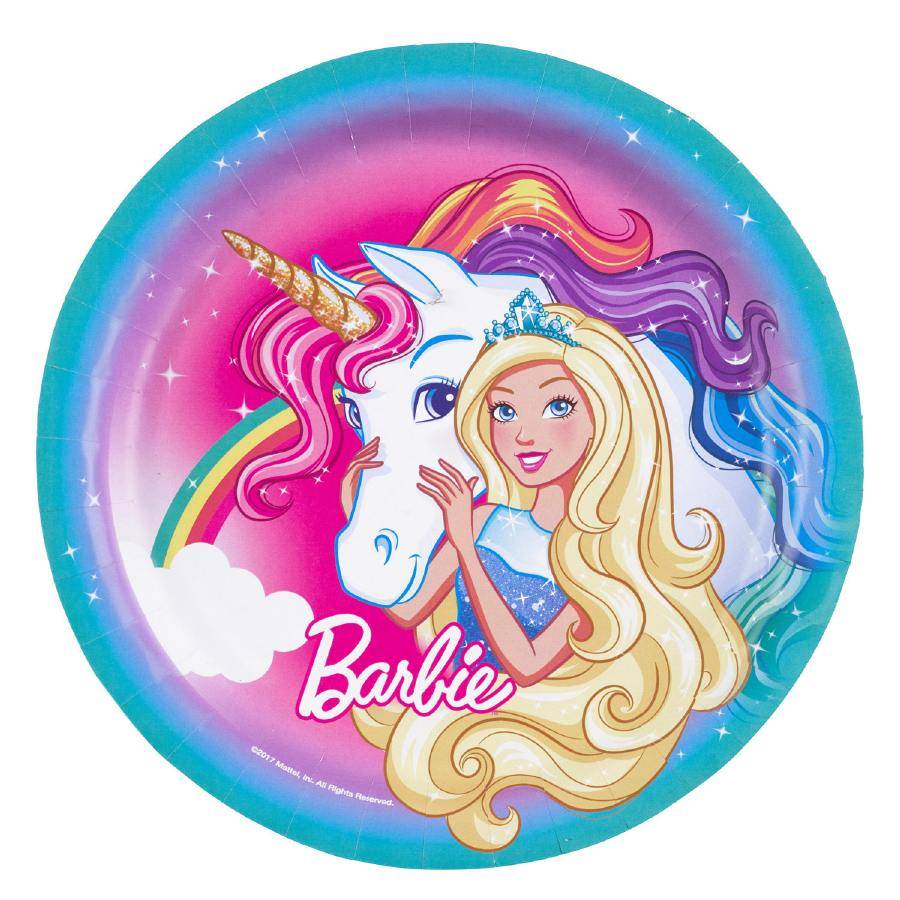 Papírový talíř 8ks Barbie a jednorožec 22