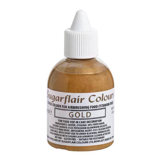 Zlatá barva pro Airbrush 60ml Sugarflair