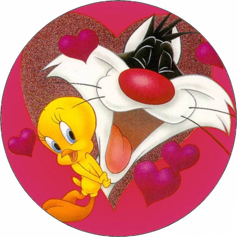 Jedlý papír Looney Tunes Silvestr a Tweety srdce 19