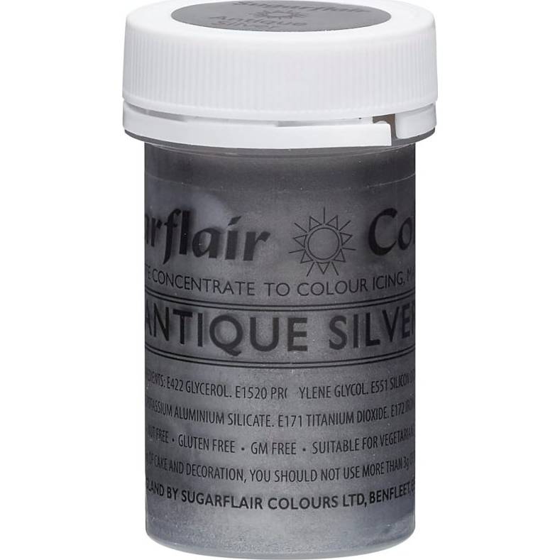 Gelová barva antique silver 25 g - Sugarflair