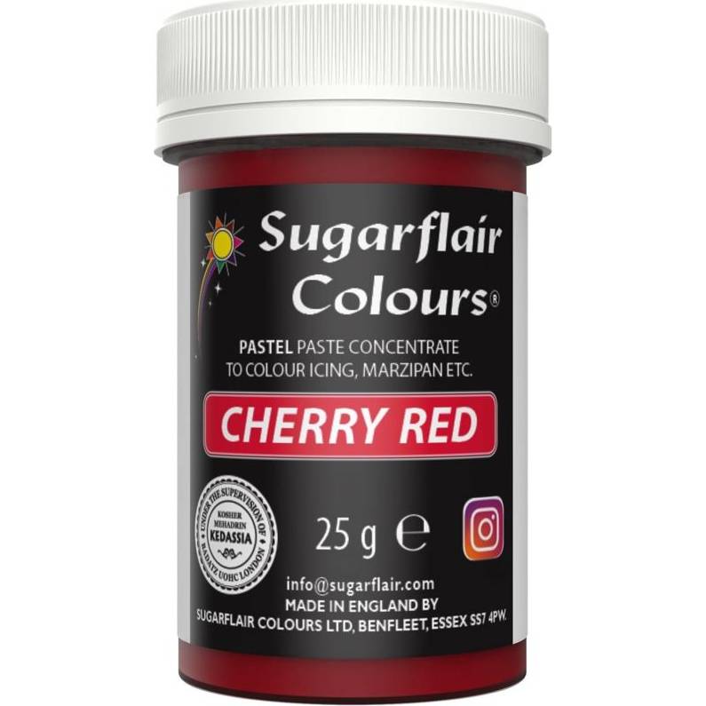 Gelová barva cherry red pastelová 25 g - Sugarflair