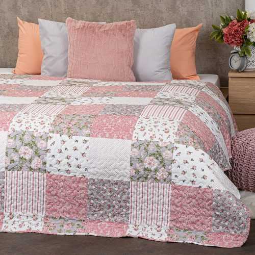 4Home Přehoz na postel Pink Rose Patchwork