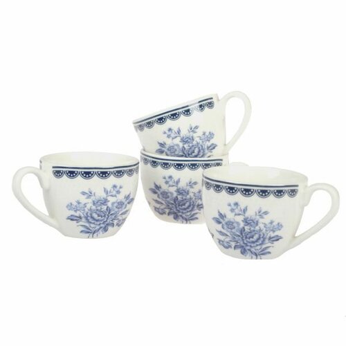 4dílná sada porcelánových šálků Blue Rose