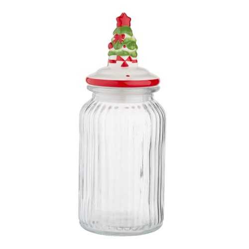 Altom Skleněná dóza s keramickým víčkem Christmas Tree 900 ml-Altom