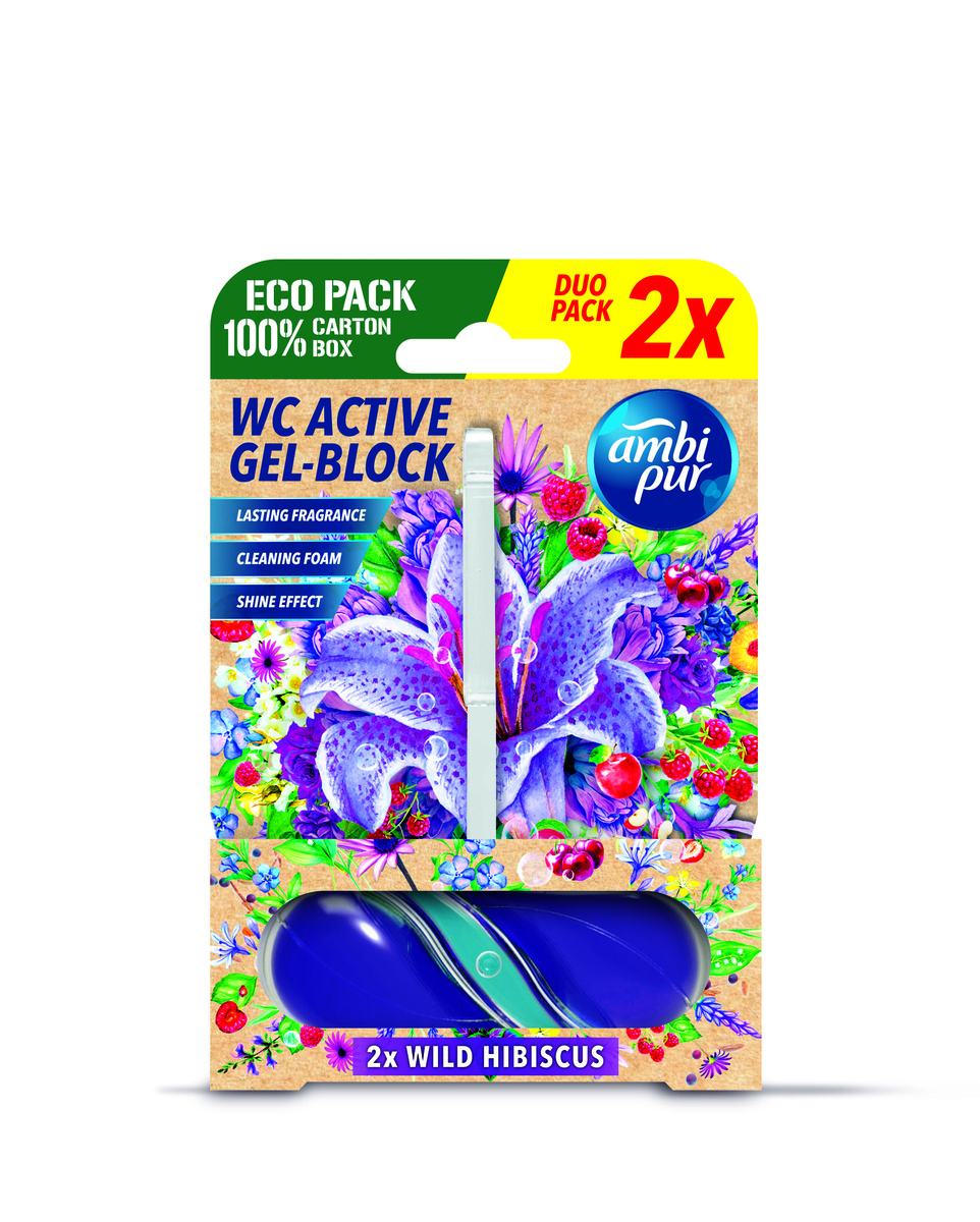 Ambipur WC Active gel-blok divoký ibišek 2x 45 g-Ambipur