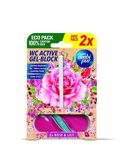 Ambipur WC Active gel-blok růže & lilie 2x 45 g-Ambipur