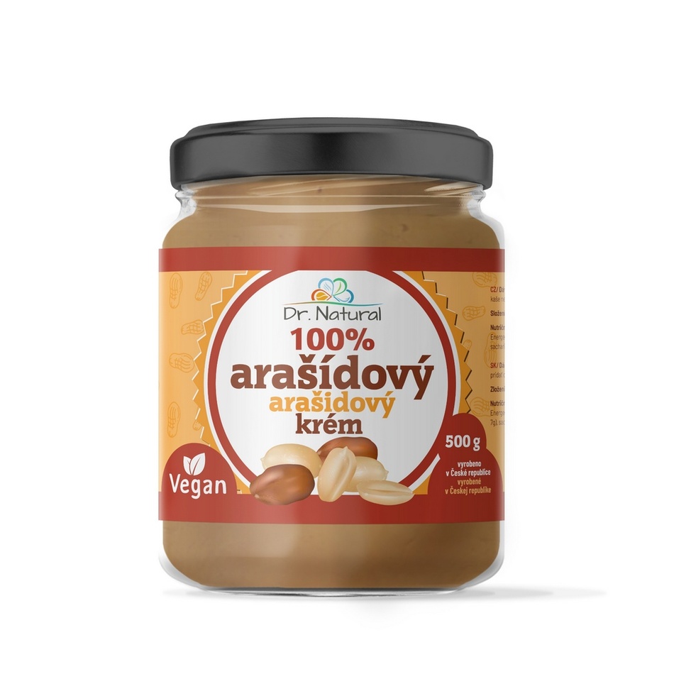 Dr.Natural Arašídový krém jemný 500g 100%-Dr.Natural