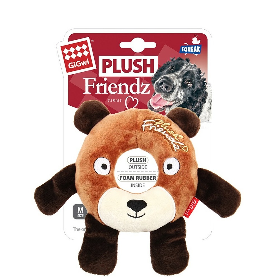 GiGwi art. 6239 Plush Friendz medvěd s gum. kroužkem-