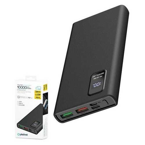 Platinet Power Bank PMPB10WQC726B 10 000mAh PD3.0 QC3.0 display černá-