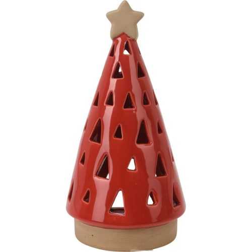 Porcelánový svícen na čajovou svíčku Christmas tree červená