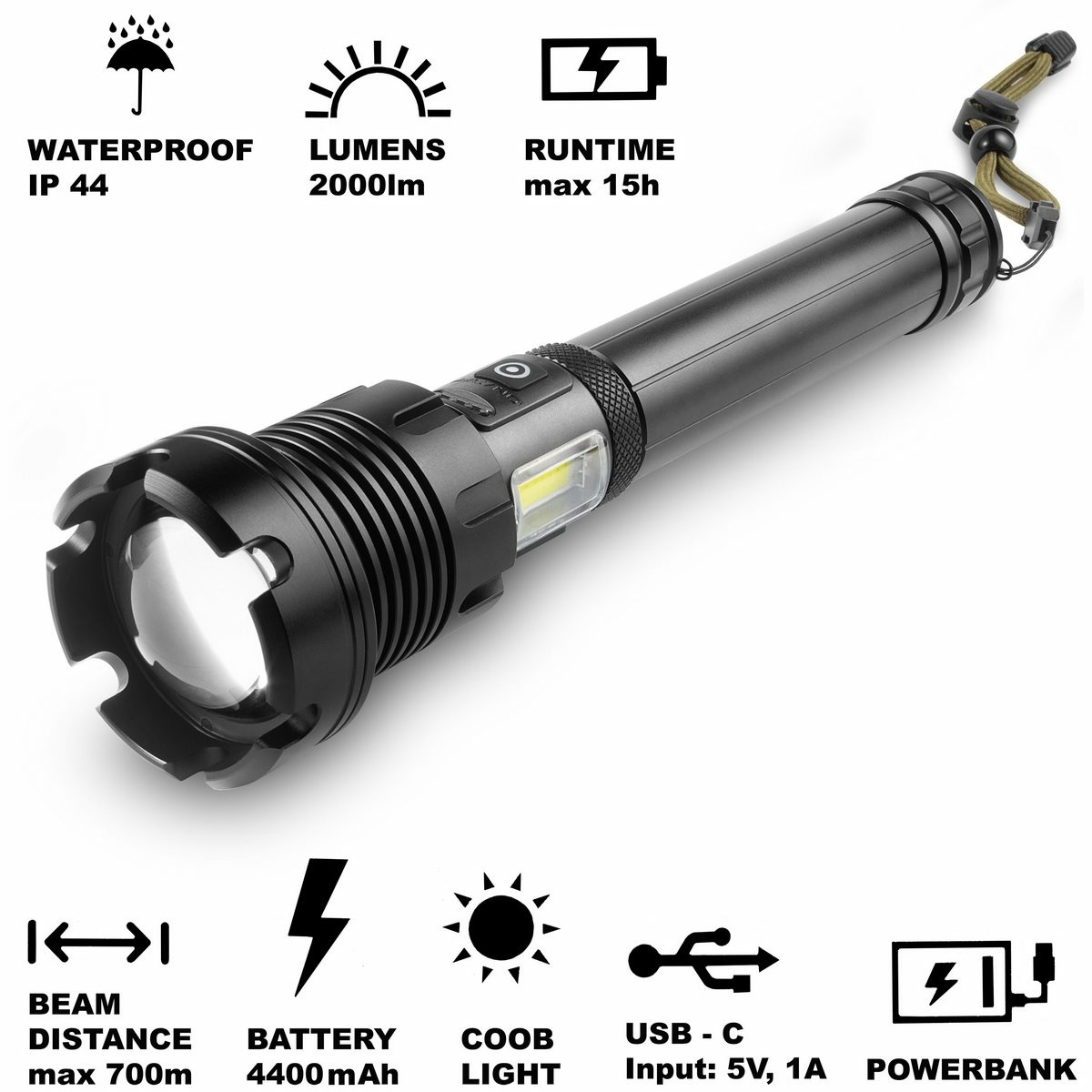 Retlux RLP 401 Taktická ruční nabíjecí LED svítilna