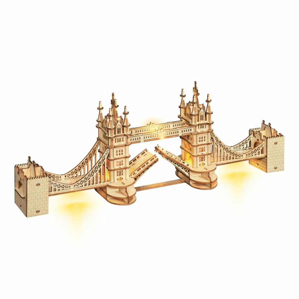 RoboTime dřevěné 3D puzzle most Tower Bridge svítící-Robotime