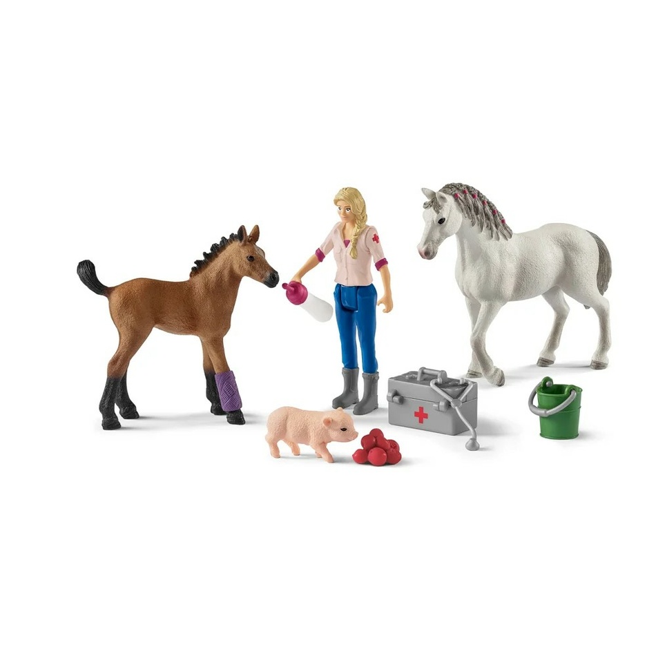 Schleich 42486 Návštěva lékaře u klisny a hříběte-Schleich