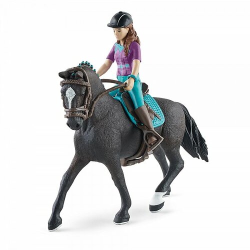 Schleich 42541 Hnědovláska Lisa s pohyblivými klouby na koni Storm-Schleich