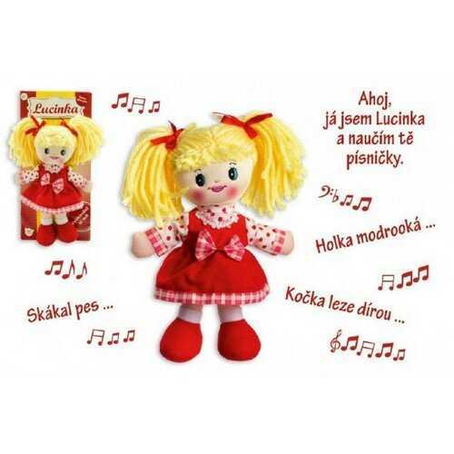 Teddies Panenka Lucinka hadrová plyš 30 cm česky zpívající na kartě-Teddies