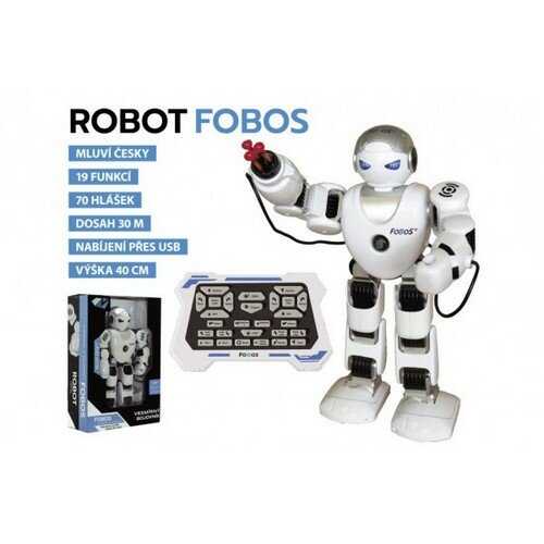 Teddies Robot RC FOBOS plast interaktivní chodící 40cm česky mluvící na baterie s USB v krabici 31x45x13cm-Teddies